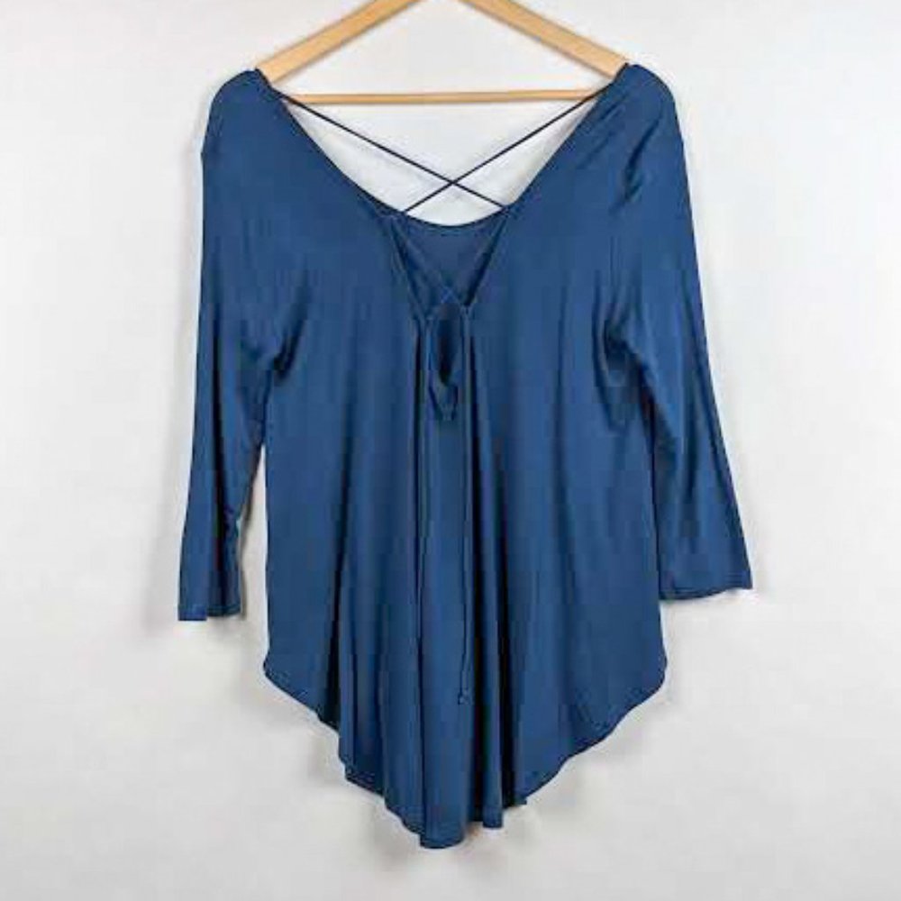 🎇 LUSH Criss Cross Back Dolman Sleeve Blouse S - Picture 3 of 6